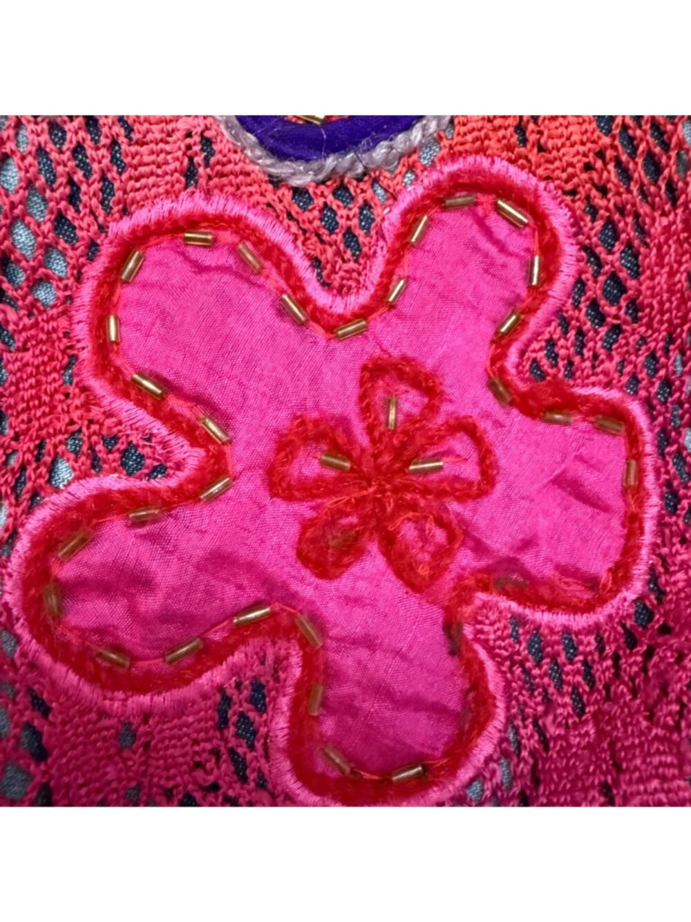 Sandy Starkman Women's Jacket Sz L Vintage Art To Wear Hippie Floral Embellished - Picture 4 of 8